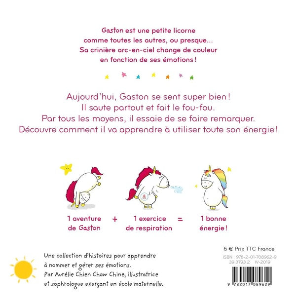 Back cover of Gaston la licorne : les émotions de Gaston : je suis tout fou-fou