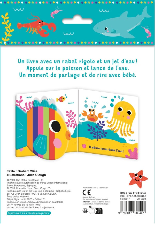 Back cover of Mon livre bain poisson farceur ! (Avec un jet d'eau !)