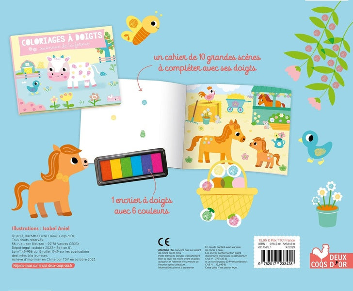 Back cover of Coloriages à doigts : animaux de la ferme