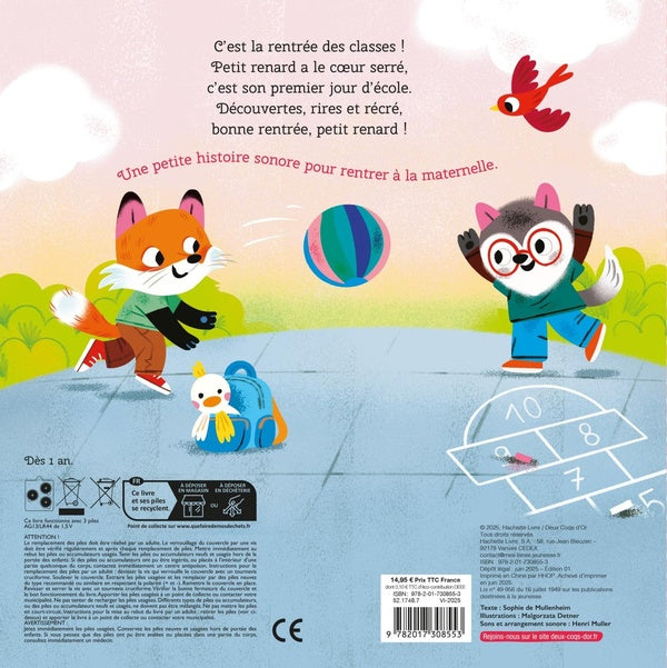 Back cover of Bonne rentrée, petit renard ! (Livre sonore)