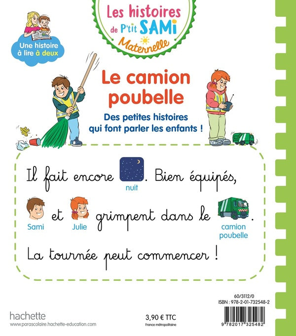 Back cover of Les histoires de P'tit Sami maternelle : Le camion poubelle