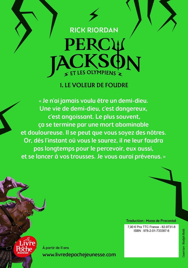 Back cover of Percy Jackson Tome 1 : Le Voleur de foudre