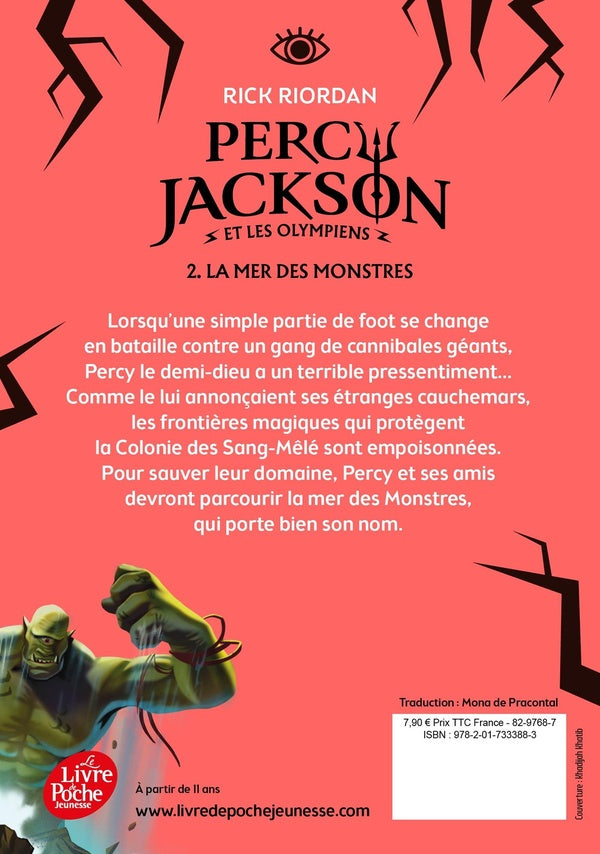 Back cover of Percy Jackson Tome 2 : La mer des monstres