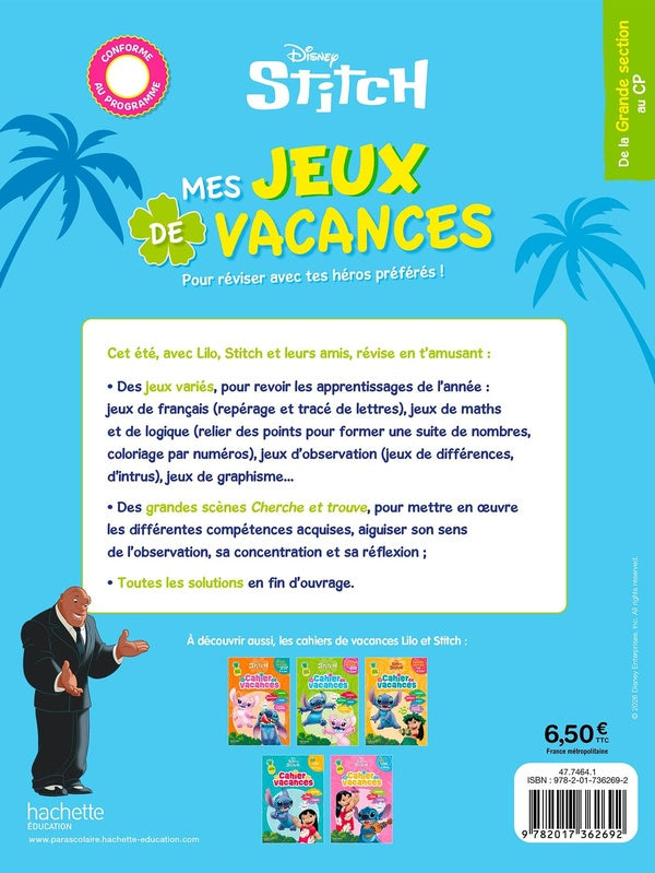 Back cover of Mes jeux de vacances Disney : Stitch ; De la Grande Section au CP (édition 2026)