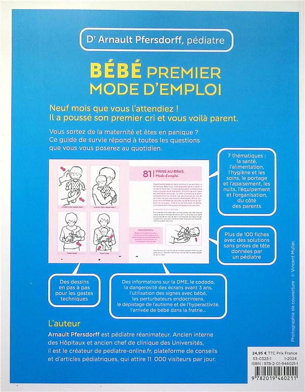 Back cover of Bébé, premier mode d'emploi : Plus de 100 fiches qui répondent à toutes vos interrogations (nouvelle édition augmentée)