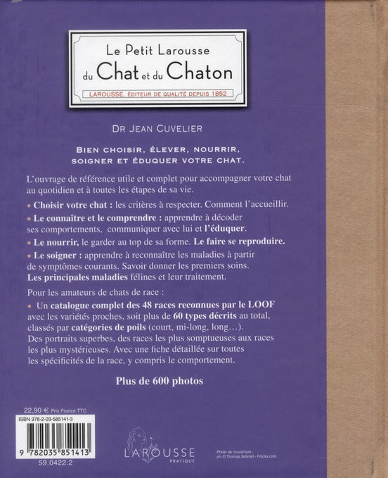 Back cover of Petit Larousse du chat et du chaton