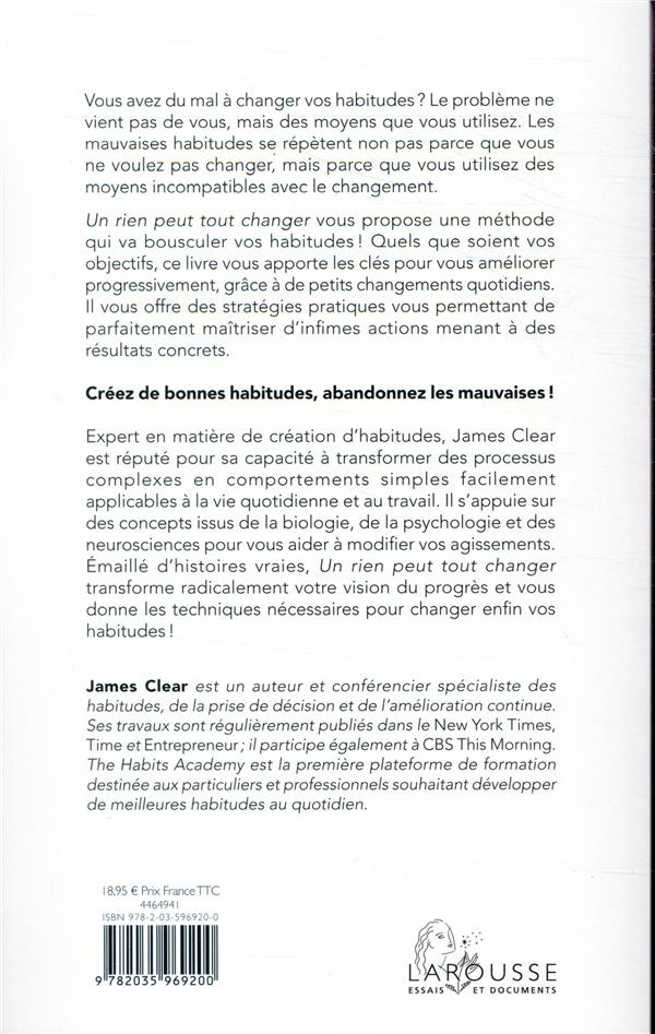 Back cover of Un rien peut tout changer !