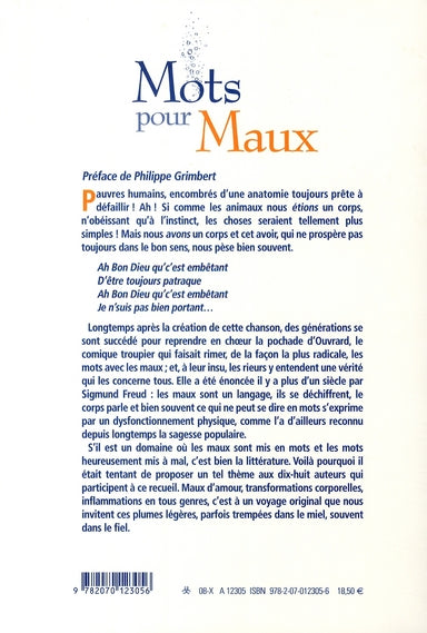 Back cover of Mots pour maux (PREFACE DE PHILIPPE GRIMBERT)