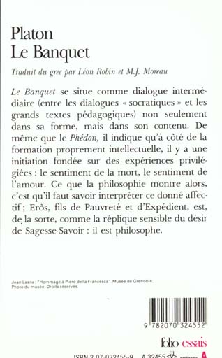 Back cover of Le banquet ou de l'amour
