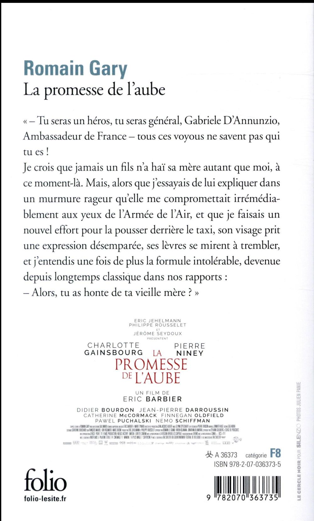 Back cover of La promesse de l'aube