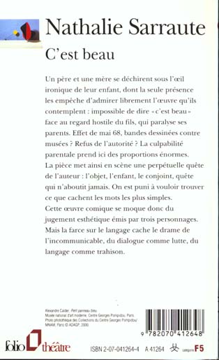 Back cover of C'est beau (édition Arnaud Rykner)
