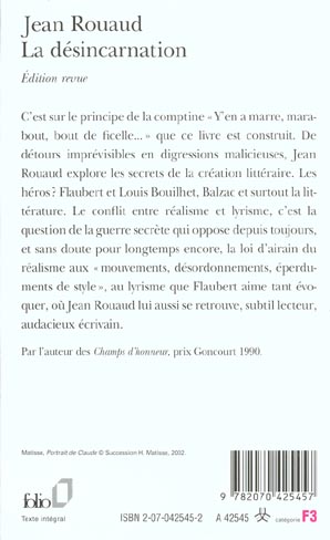 Back cover of La désincarnation