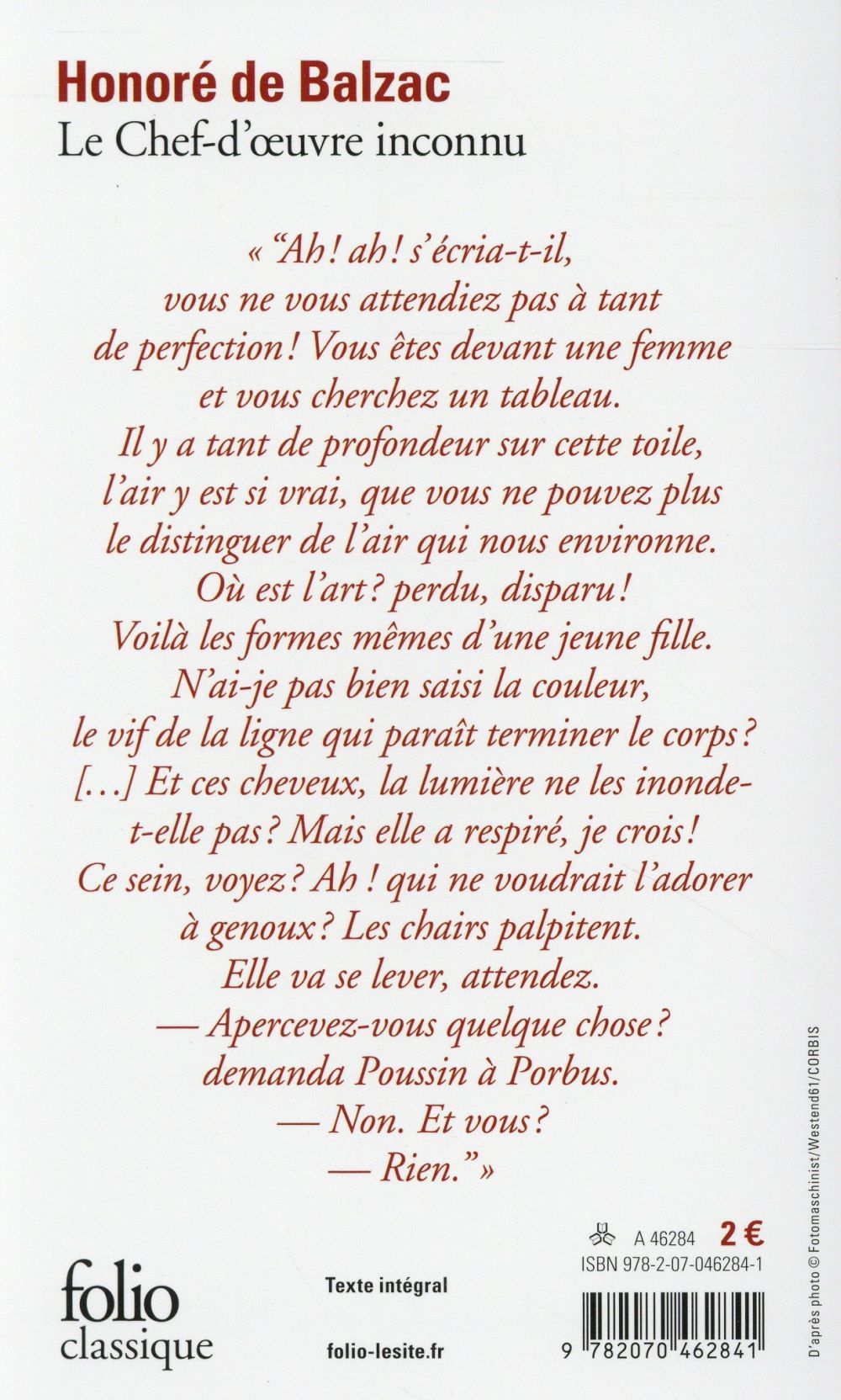 Back cover of Le chef d'oeuvre inconnu