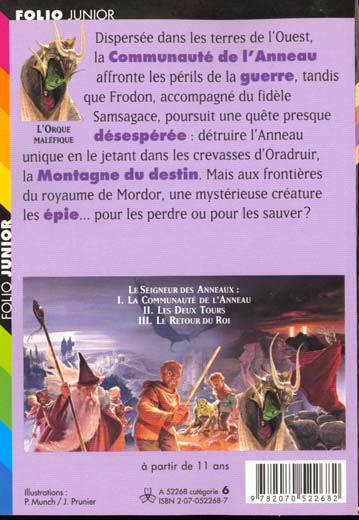 Back cover of Le seigneur des anneaux Tome 2 ; les deux tours (REIMPRESSION)