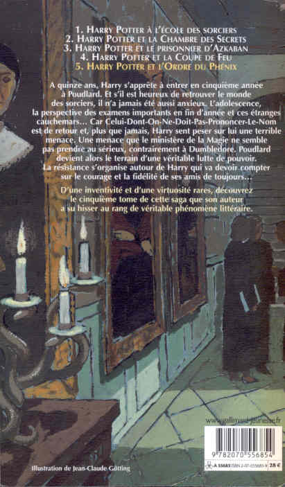 Back cover of Harry Potter Tome 5 : Harry Potter et l'ordre du phénix