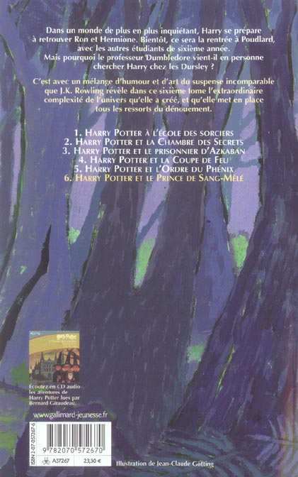 Back cover of Harry Potter Tome 6 : Harry Potter et le Prince de Sang-Mêlé