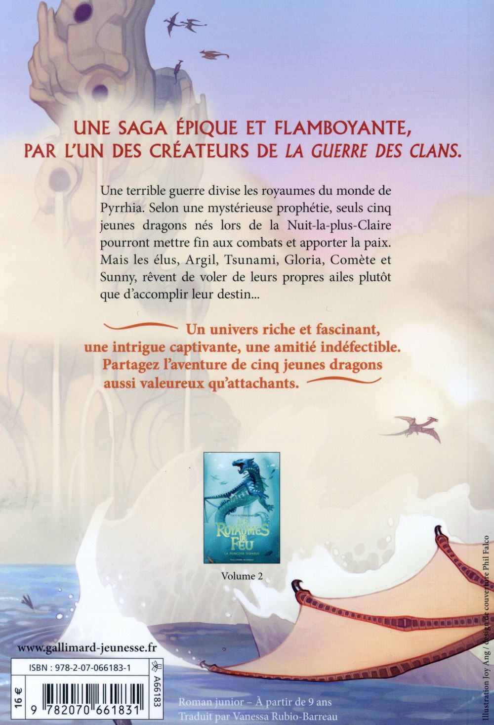 Back cover of Les royaumes de feu Tome 1 : la prophétie