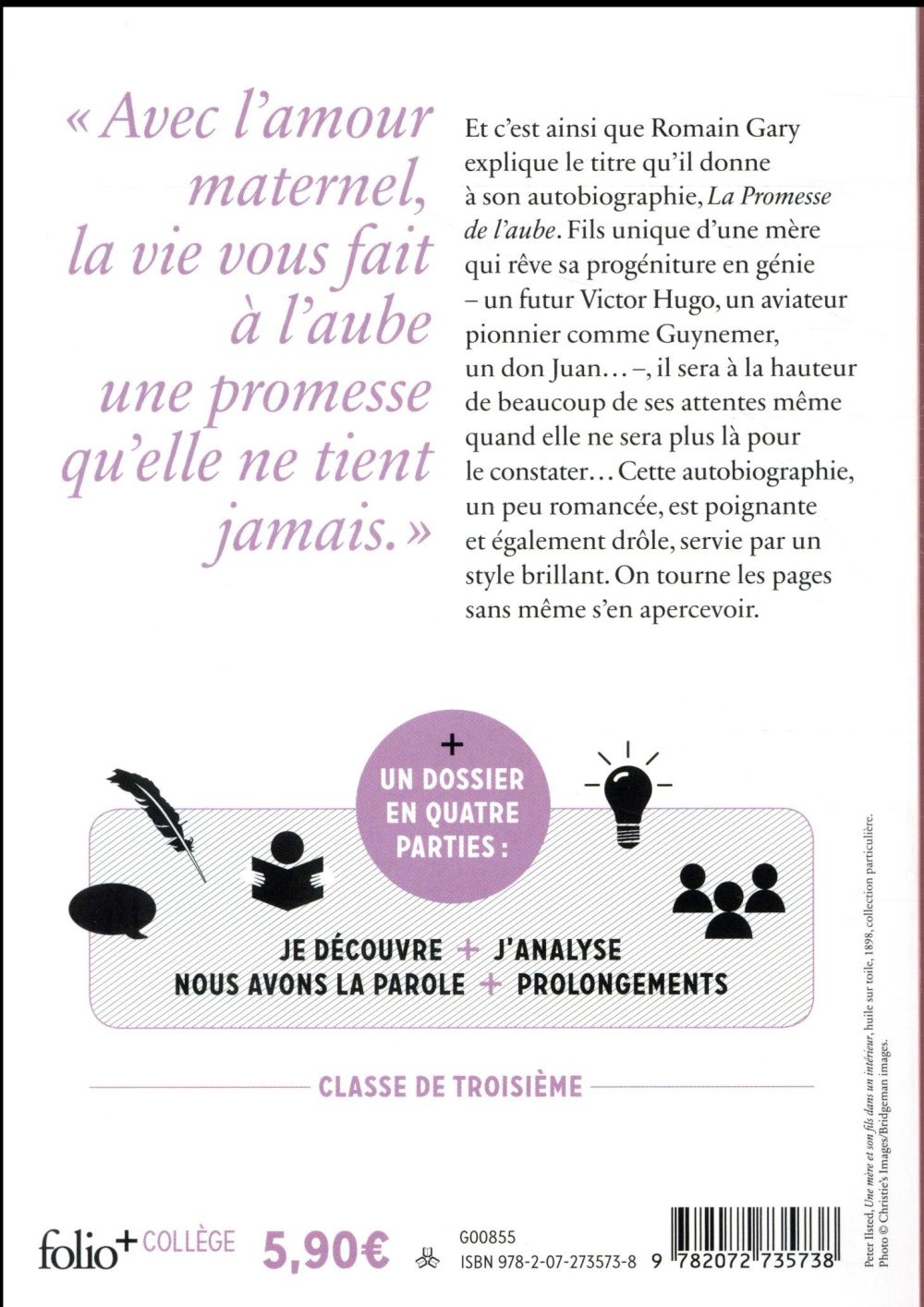 Back cover of La promesse de l'aube Tome 1 (dossier Antonia Maestrali)