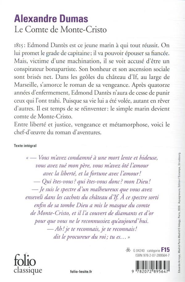 Back cover of Le comte de Monte-Cristo