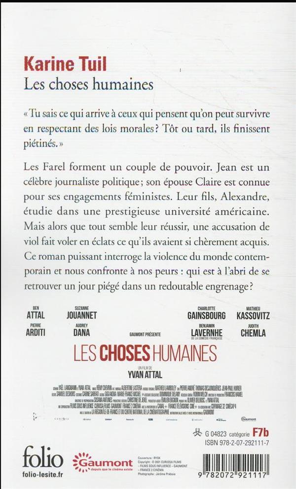 Back cover of Les choses humaines