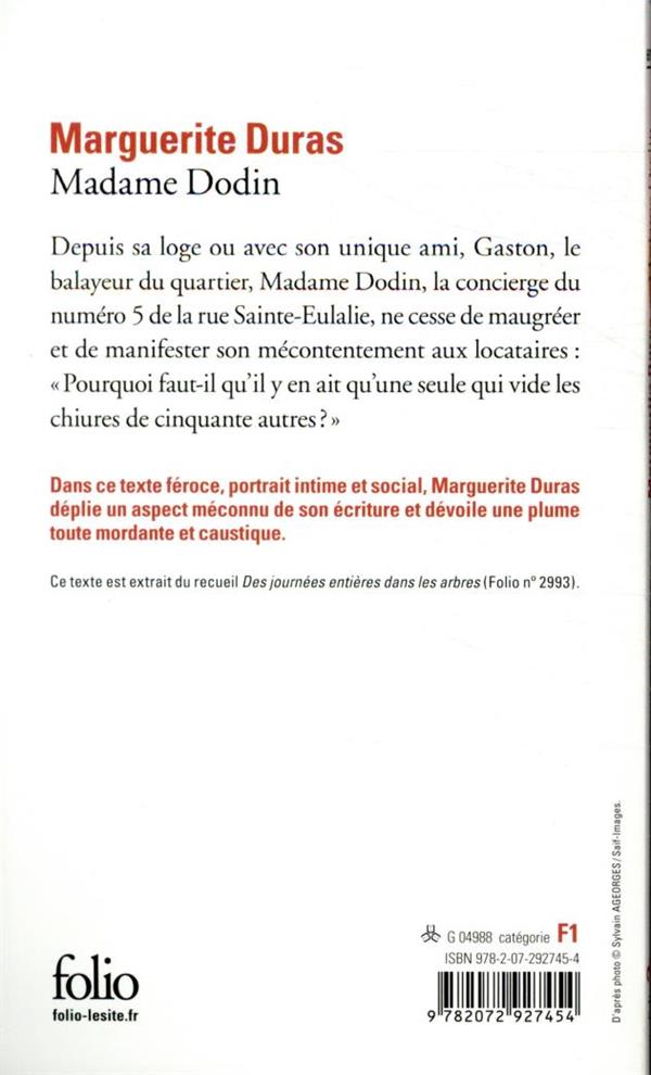 Back cover of Madame Dodin