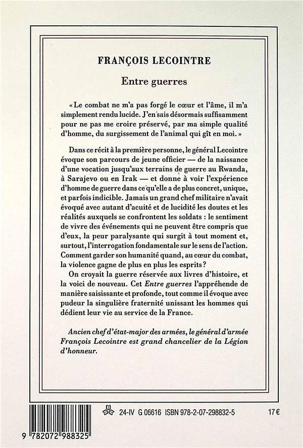 Back cover of Entre guerres