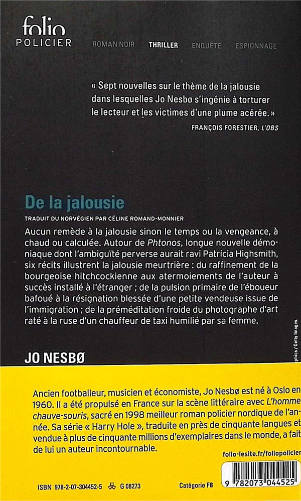 Back cover of De la jalousie