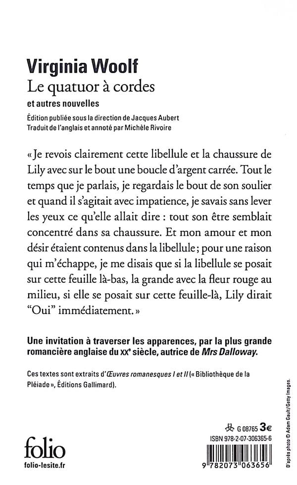 Back cover of Le quatuor à cordes et autres nouvelles (Édition de Jacques Aubert)