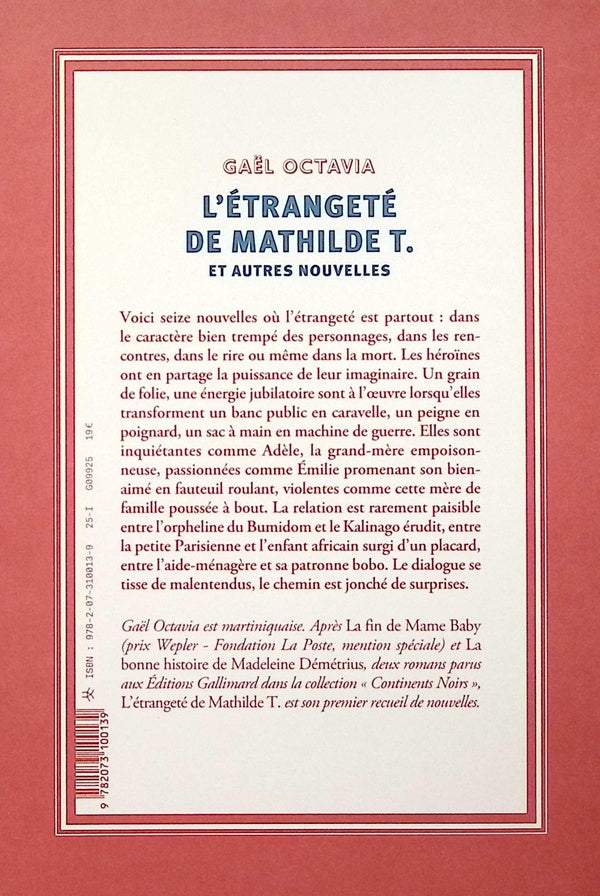 Back cover of L'étrangeté de Mathilde T. et autres nouvelles