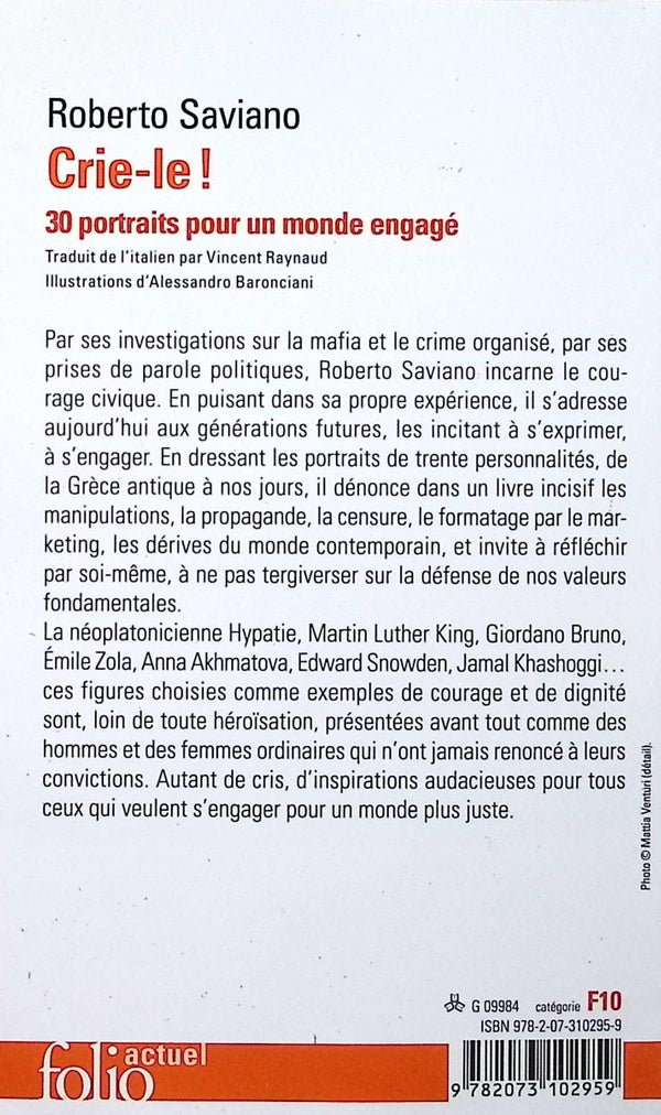 Back cover of Crie-le ! : 30 portraits pour un monde engagé