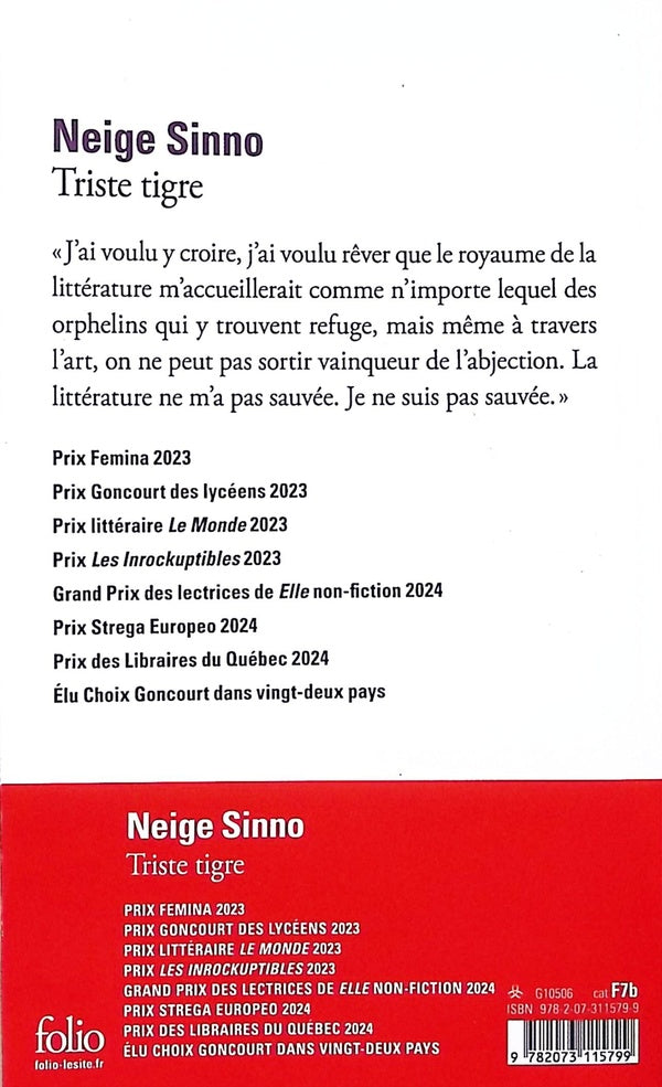 Back cover of Triste tigre