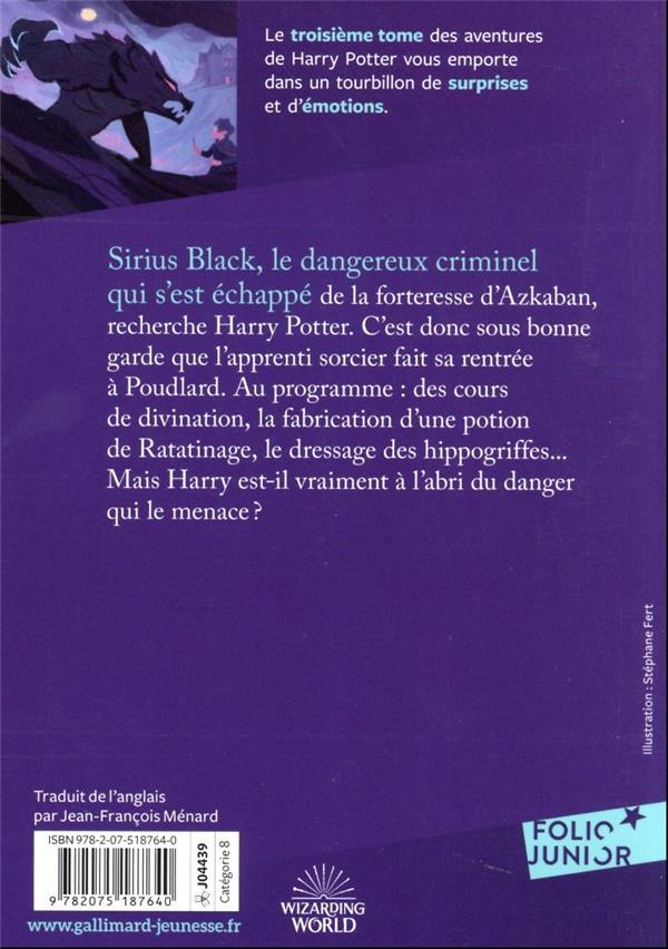 Back cover of Harry Potter Tome 3 : Harry Potter et le prisonnier d'Azkaban