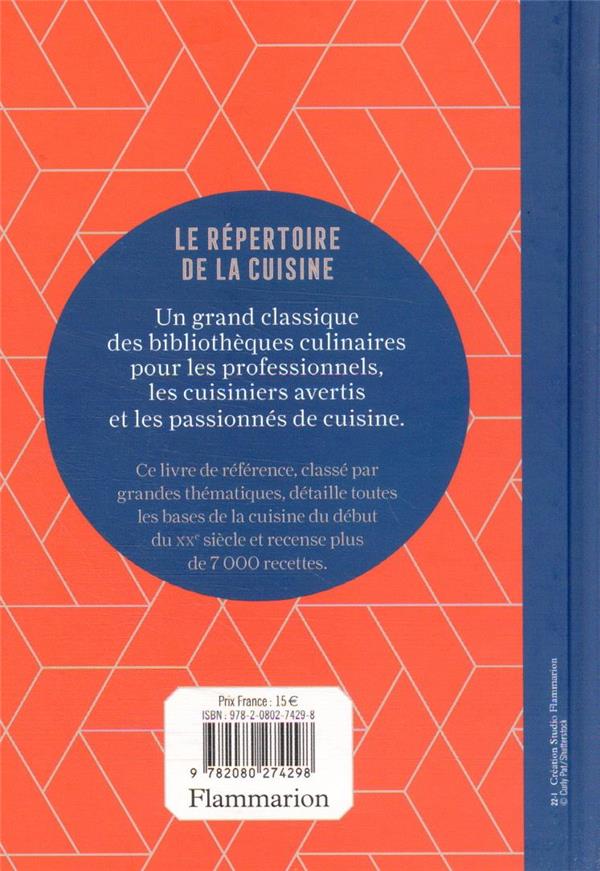 Back cover of Le répertoire de la cuisine