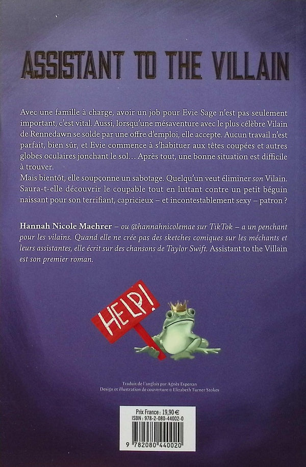 Back cover of Assistant to the Villain Tome 1 : Seul les gentils meurent
