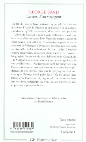 Back cover of Lettres d'un voyageur
