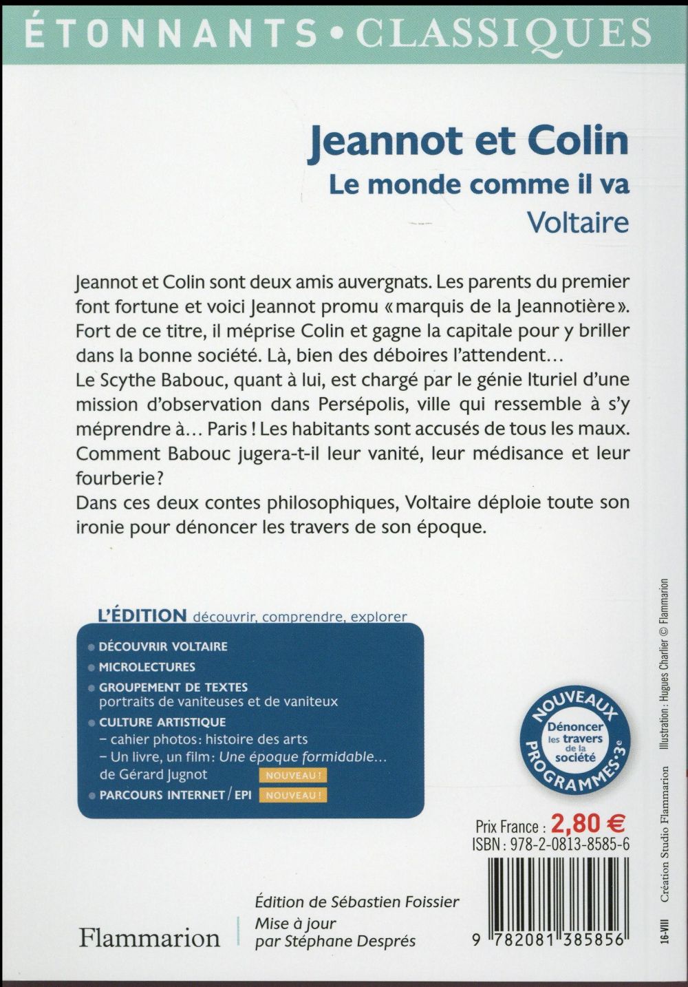 Back cover of Jeannot et Colin ; le monde comme il va (texte intégral)