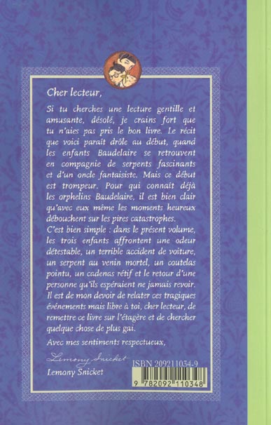 Back cover of Aventures orph baudelaire t02 - vol02