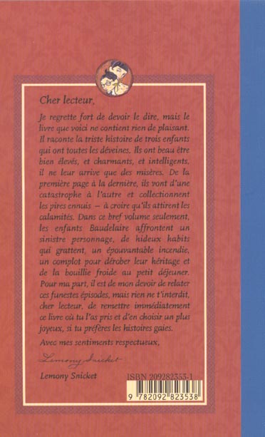 Back cover of Aventures orph baudelaire t01 - vol01
