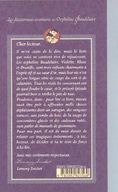 Back cover of Aventures orph baudelaire t03