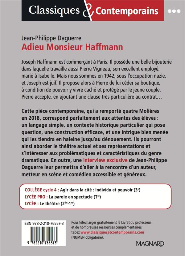 Back cover of Adieu monsieur Haffmann