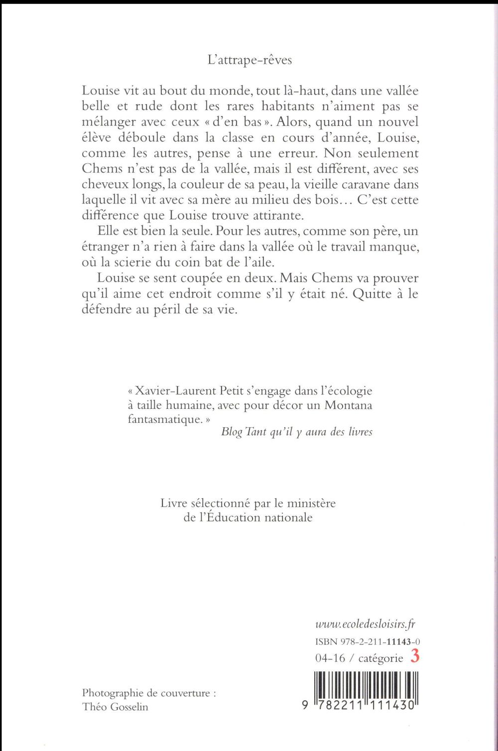 Back cover of L'attrape-rêves