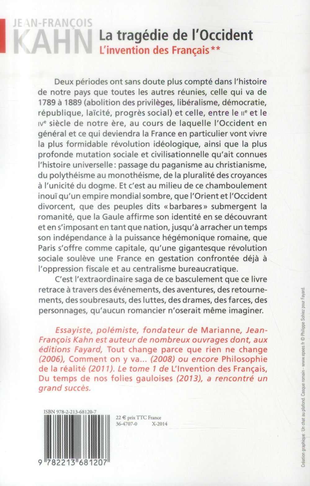 Back cover of L'invention des Français Tome 2 ; la tragédie de l'Occident