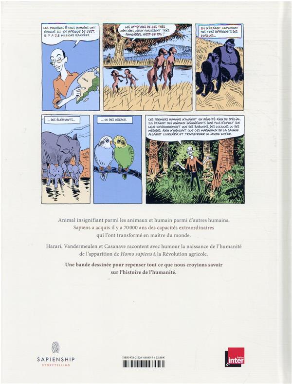 Back cover of Sapiens Tome 1 : la naissance de l'humanité