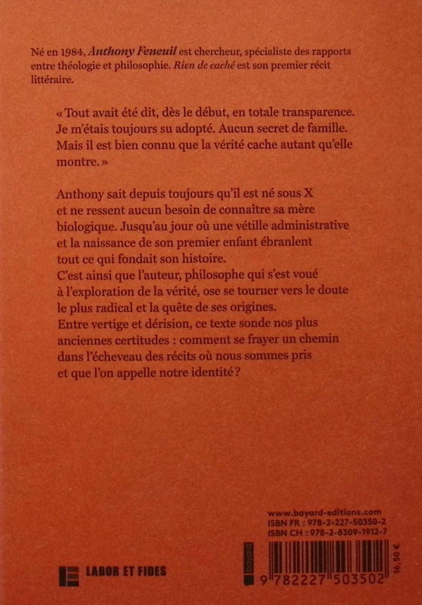 Back cover of Rien de caché