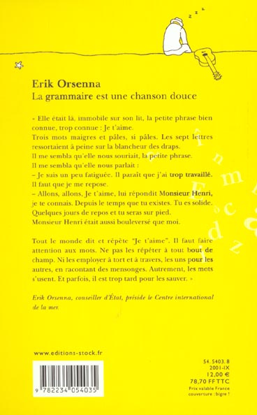 Back cover of La grammaire est une chanson douce