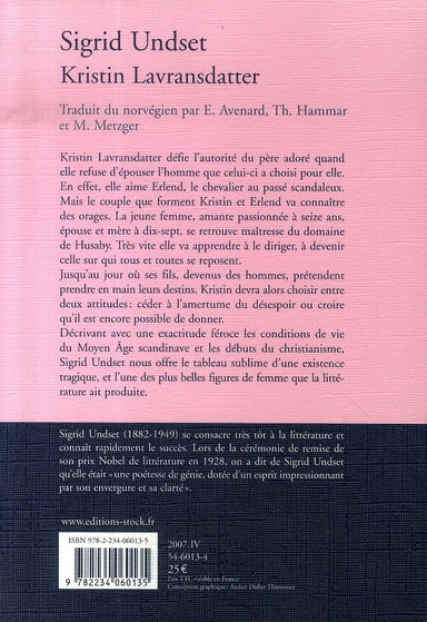 Back cover of Kristin lavransdatter ; trilogie