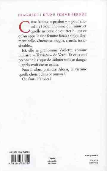Back cover of Fragments d'une femme perdue