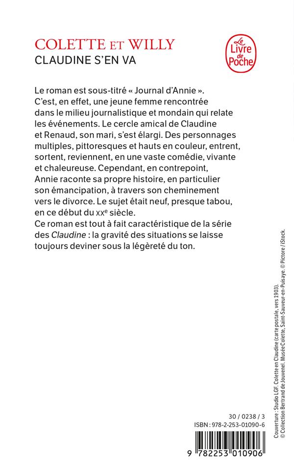 Back cover of Claudine s'en va