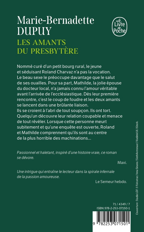 Back cover of Les amants du presbytère