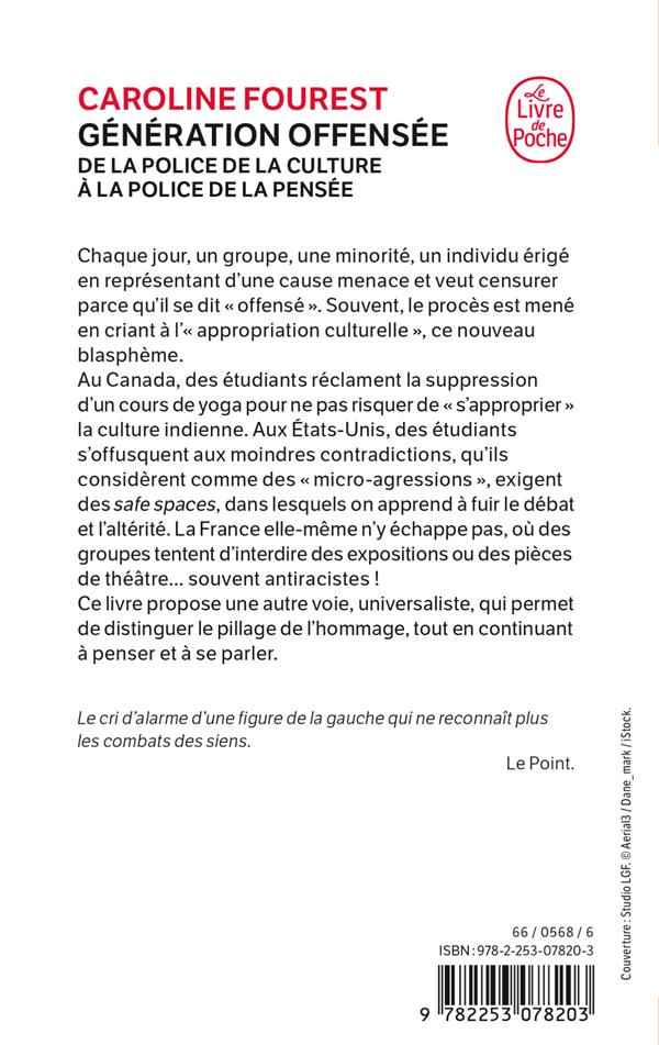 Back cover of Génération offensée